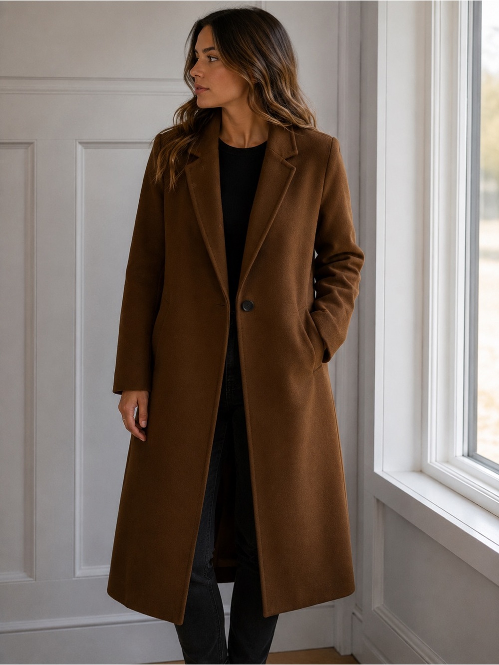 Babaton Aritzia The Steadman Coat Wool Chocolate Brown Size Small